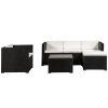Set ratan de grădină Punta Cana L - perne negre/crem 24811