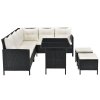 Set ratan de gradina Manacor - perne negre, albe 29269