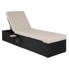 Șezlong de grădină din ratan - 195x60x33cm - negru 23562