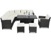 Set rattan Sedan + fotoliu + 2x taburet - negru 24330