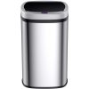 Coș de gunoi pătrat fără contact 50 l - argintiu din față