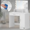 Masuta de toaleta Jocelyn cu iluminare LED 90x38x137 cm alb intretinere