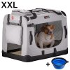 Geanta portabila pentru caini XXL 90x61x65cm - castron gri