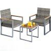 Set balcon rattan 1+2 - gri/lemn produs