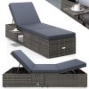 Șezlong de grădină ratan 200x58x33 cm - gri