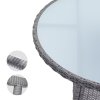 Masă de ratan Ø80 cm - sticlă gri