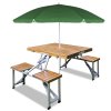 Set de camping pliabil - umbrelă de soare din lemn