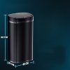 Coș de gunoi pătrat fără atingere cu USB 50l - dimensiuni negre