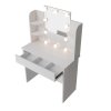 Masă de toaletă cu iluminare LED - albă de sus