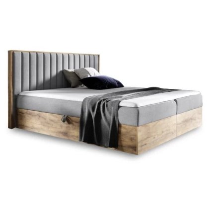 Manželská postel HAZEL+topper, 200*200, dub lancelot/faro5