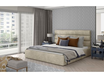 Caramel Dřevěný rám (Textilie Dora 21, Barva Béžový, Rozměr 140x200)