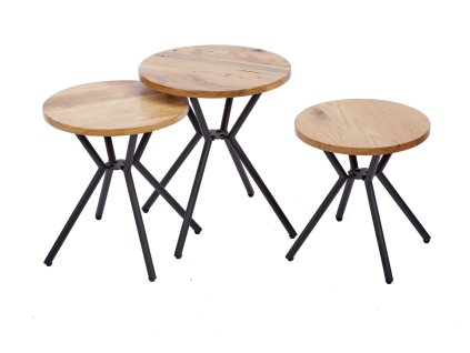 Doplněk Sada odkládacích stolků ze 3 kusů divokého dubu