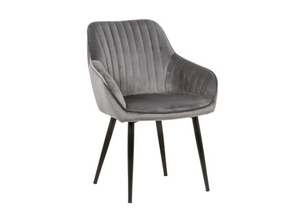 Jídelní židle Rondo Lite – sametová, s područkami, šedá – hlavní pohled