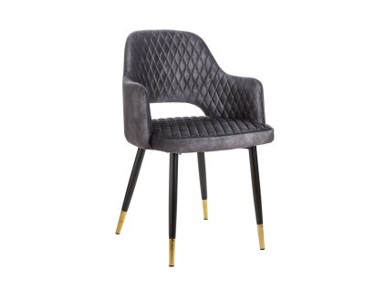 Jídelní židle Luma Form – sametová, s područkami, šedá – hlavní pohled