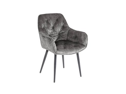 Jídelní židle Linea Form – sametová, s područkami, zelená – hlavní pohled