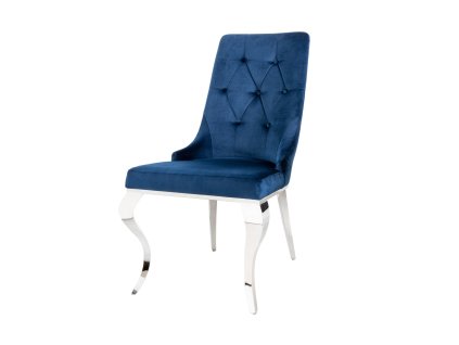 Jídelní židle Nova Curve – sametová, modrá – hlavní pohled