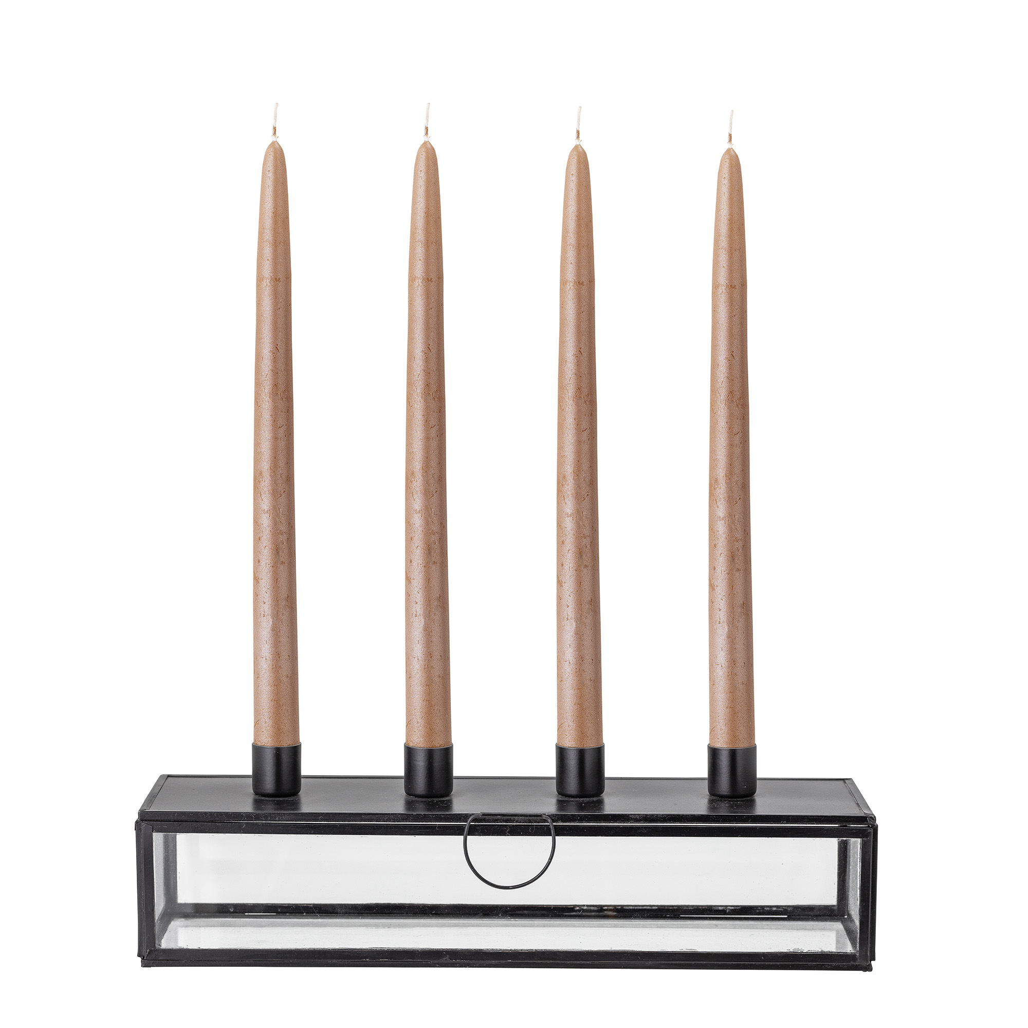 BLOOMINGVILLE Adventní svícen Pelo černý skleněný