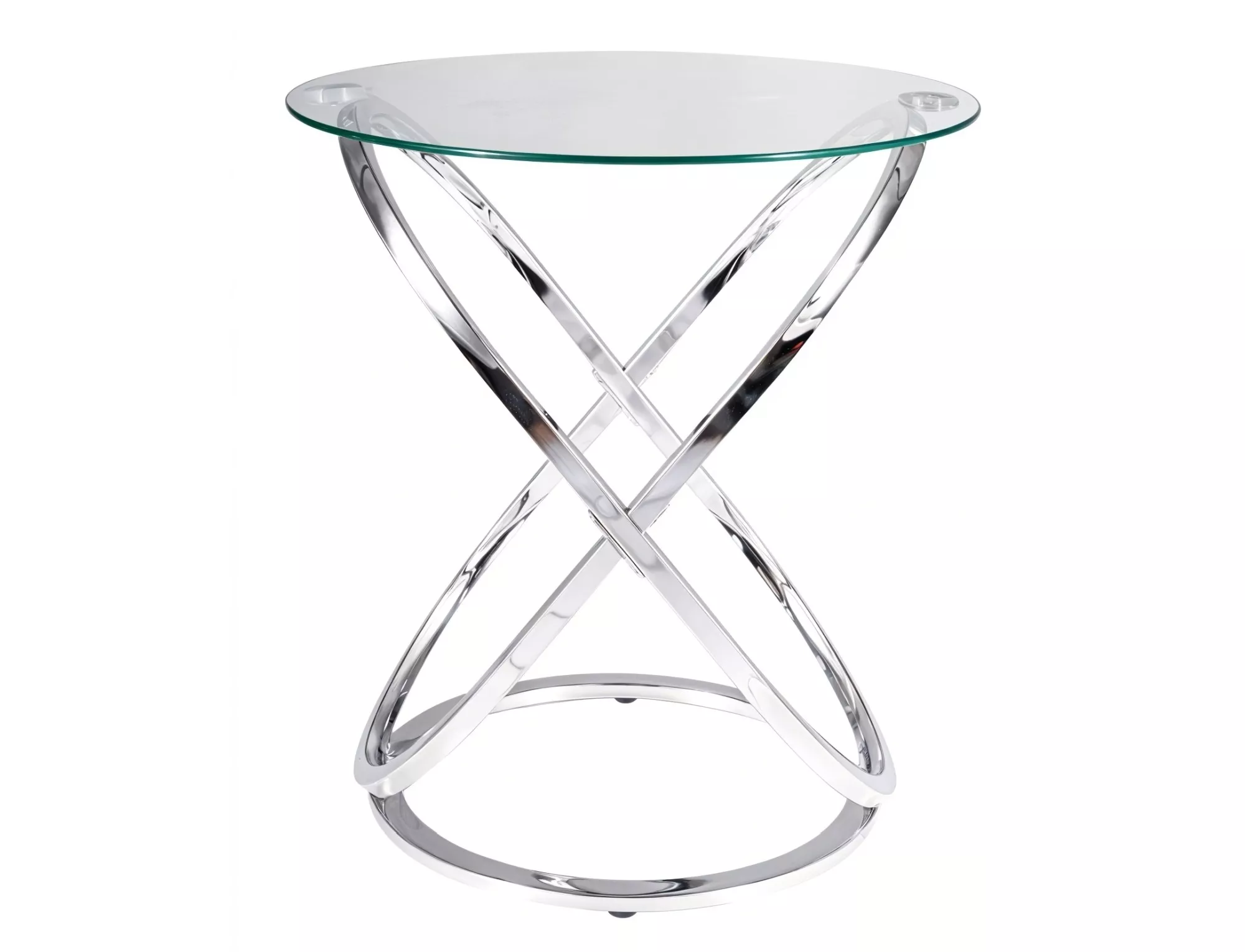 Konferenční stolek EOS C průměr 50 cm – čiré sklo / chrom