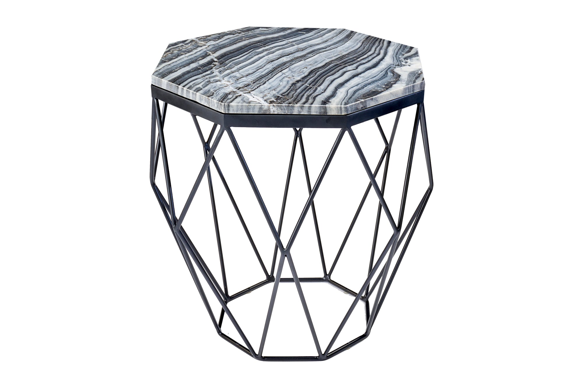 INVICTA INTERIOR Konferenční stolek DIAMOND – mramor a černý kov / šedá, černá / 50 cm