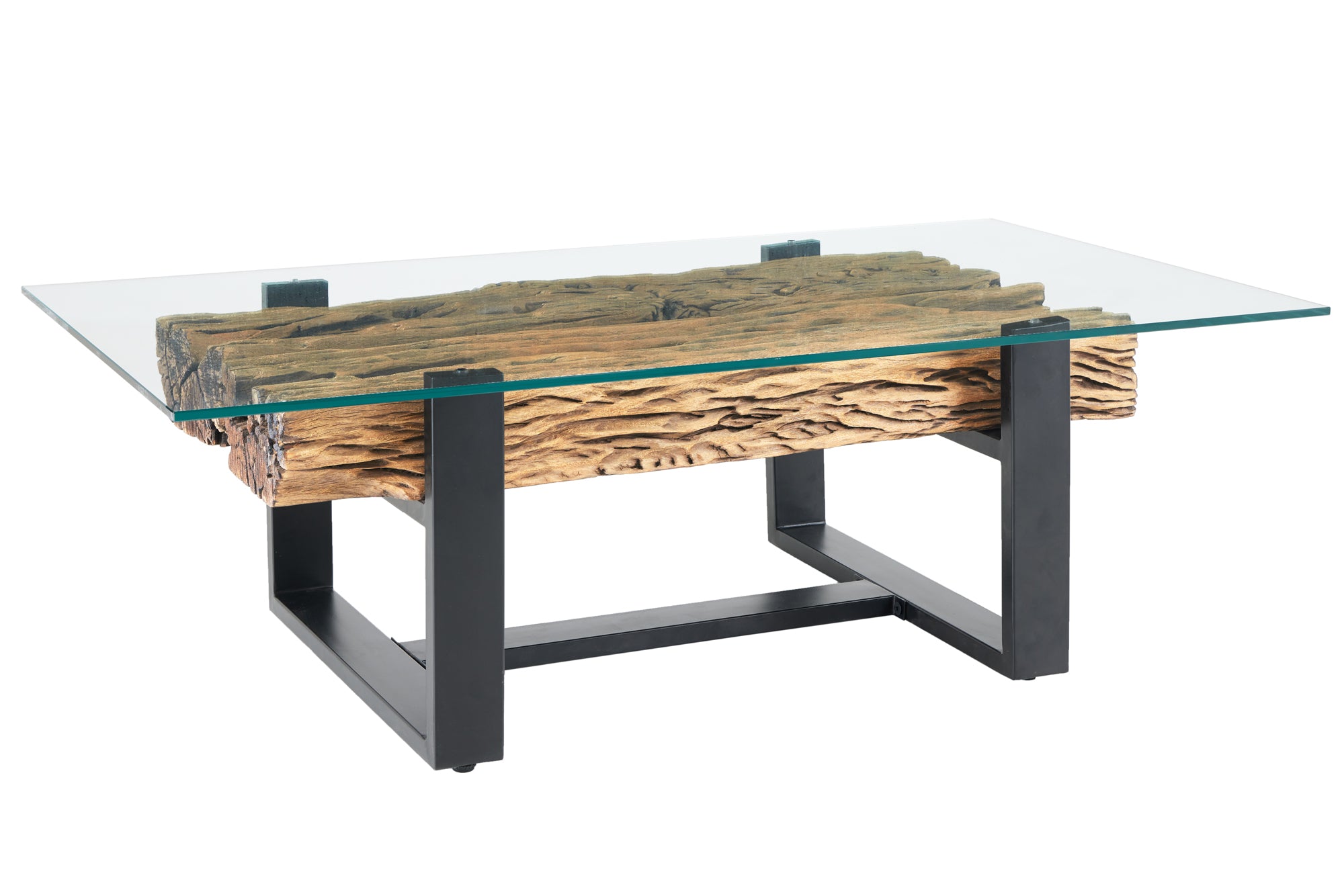 Invicta Konferenční stolek TeakGlass – skleněný / teakový (130 × 70 cm)