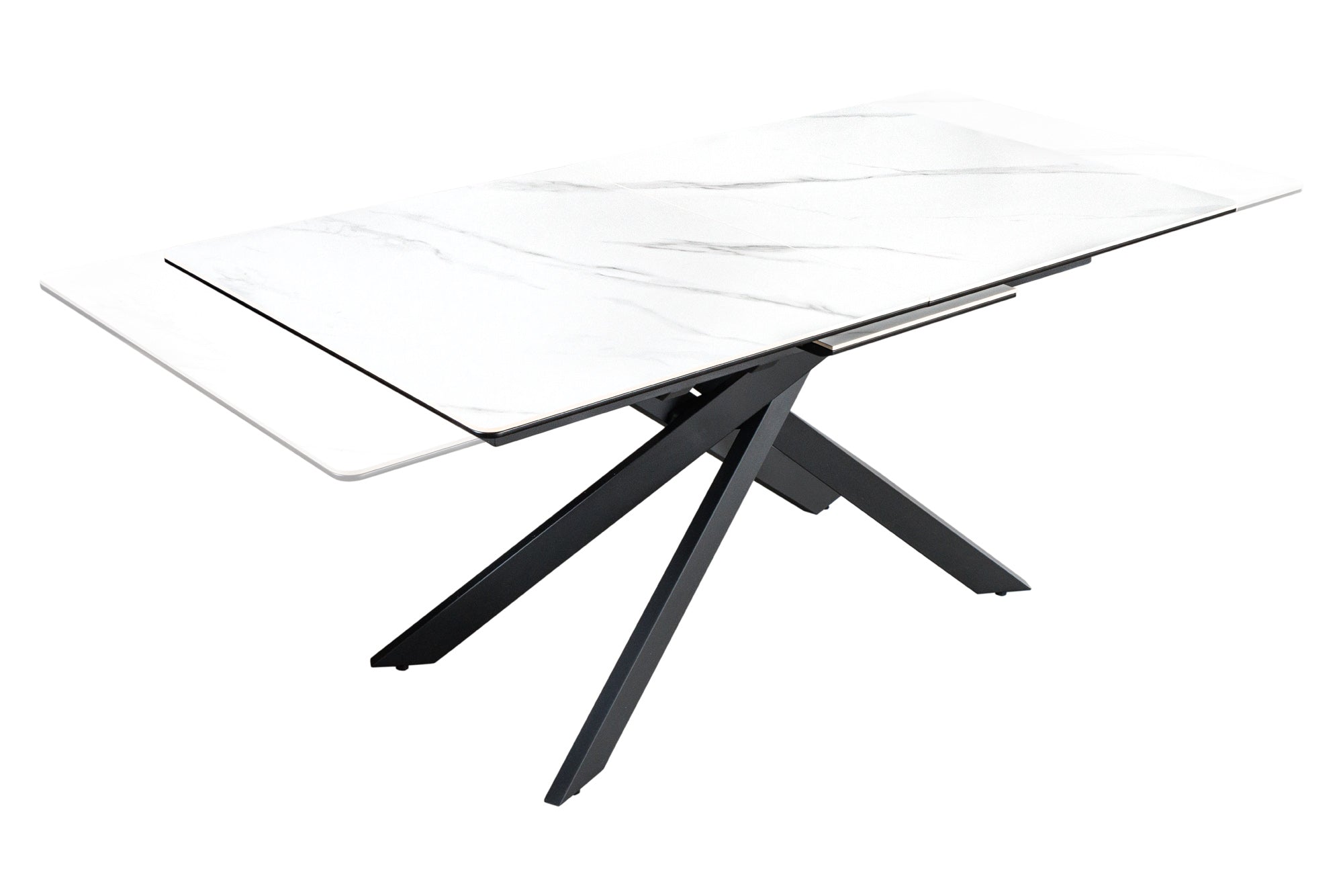 Jídelní stůl ALPINE 160-200cm keramický mramorový vzhled bílý
