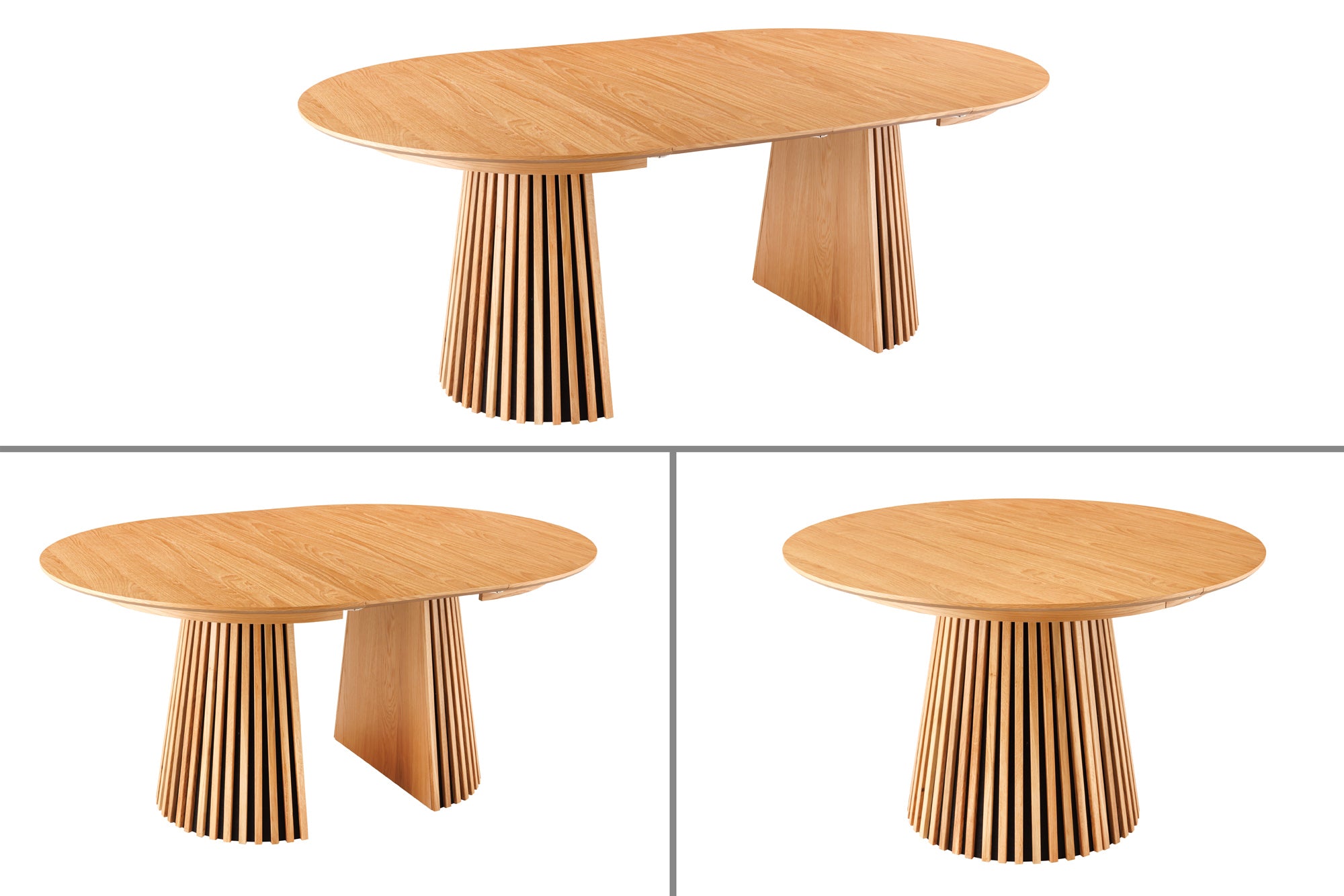 Jídelní stůl VALHALLA WOOD kulatý 120-160-200cm rozkládací dub přírodní