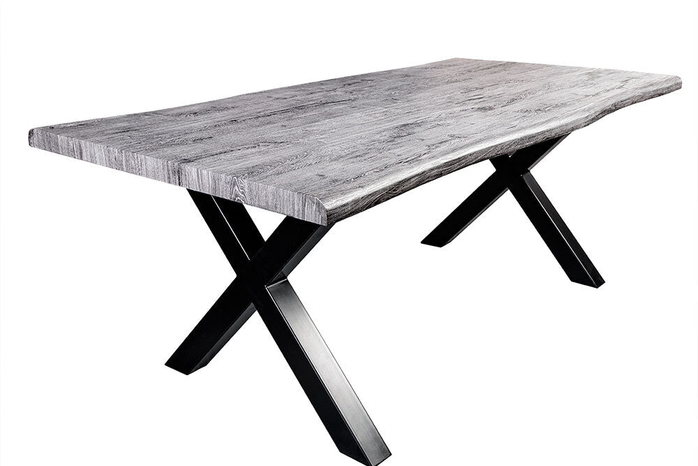 Jídelní stůl WILD 200cm stolová deska 50mm nabílený divoký dub vzhled šedý