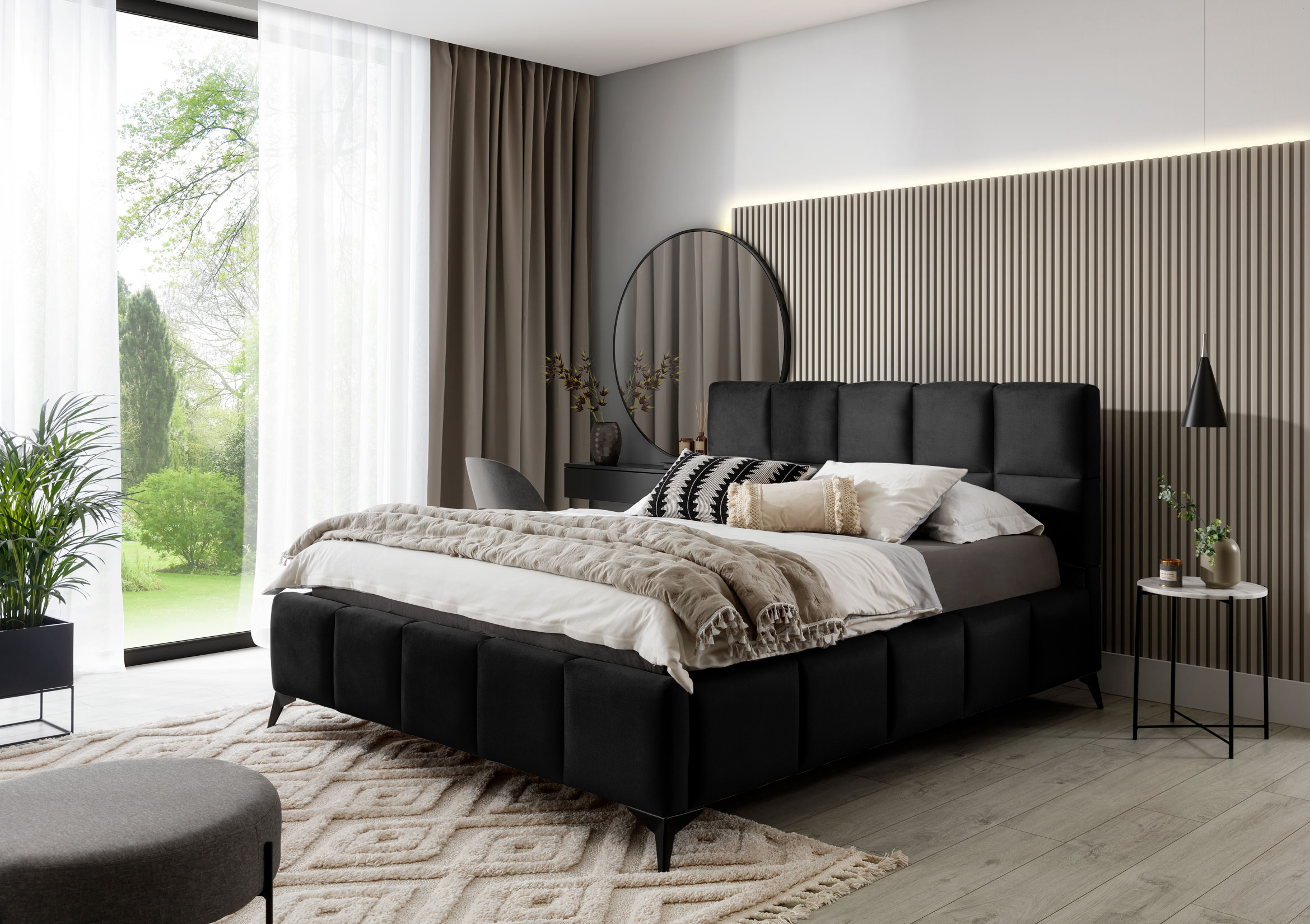 ELTAP Postel Mist Barva: Černý, Textilie: Velvetmat 10, Rozměr: 160x200