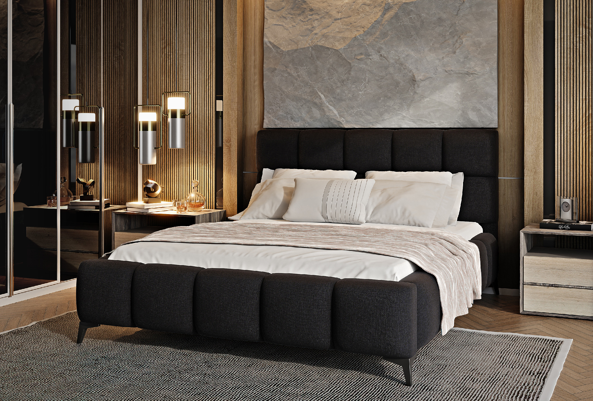 ELTAP Postel Mist Barva: Černý, Textilie: Vero 10, Rozměr: 160x200