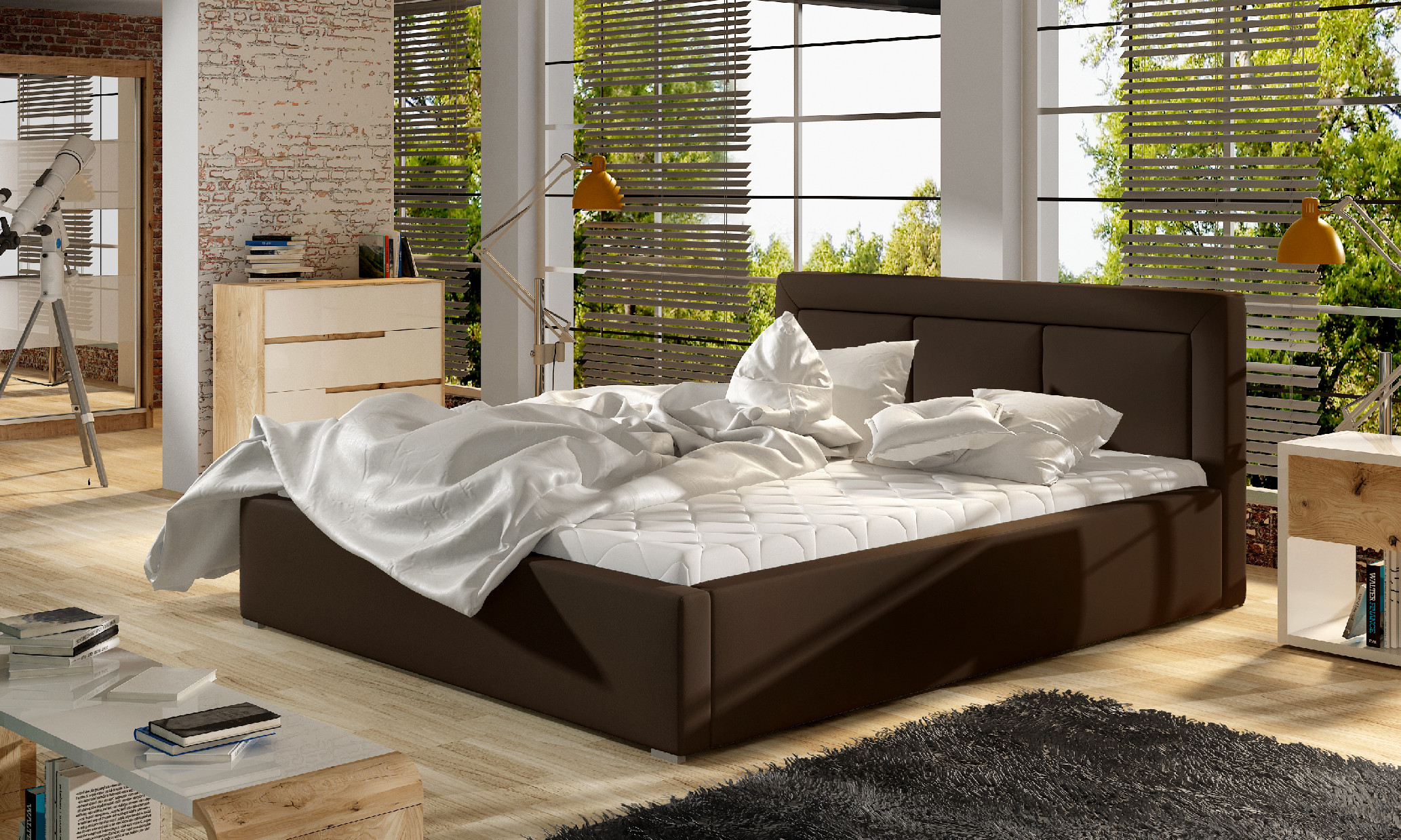 ELTAP Belluno Kovový rám/plynový výtah/kontejner Barva: Tmavě hnědá, Textilie: Soft 66, Rozměr: 140x200