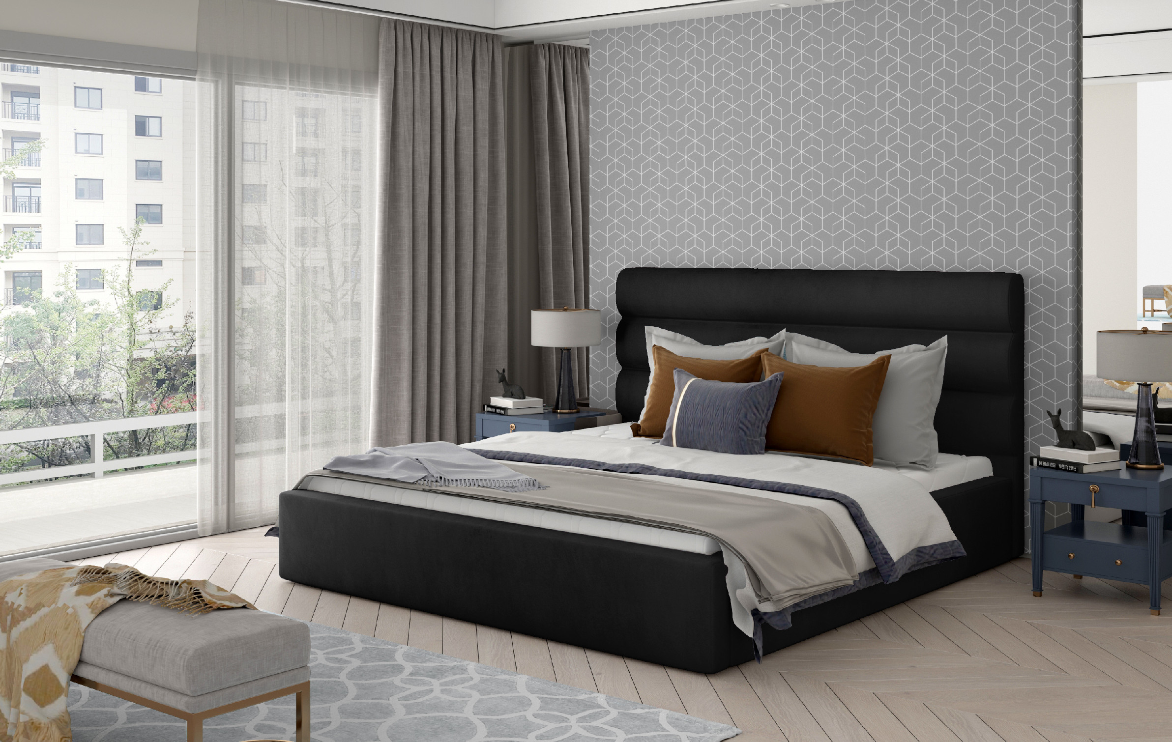 ELTAP Caramel Kovový rám/plynový výtah/kontejner Barva: Černý, Textilie: Mat Velvet 99, Rozměr: 160x200