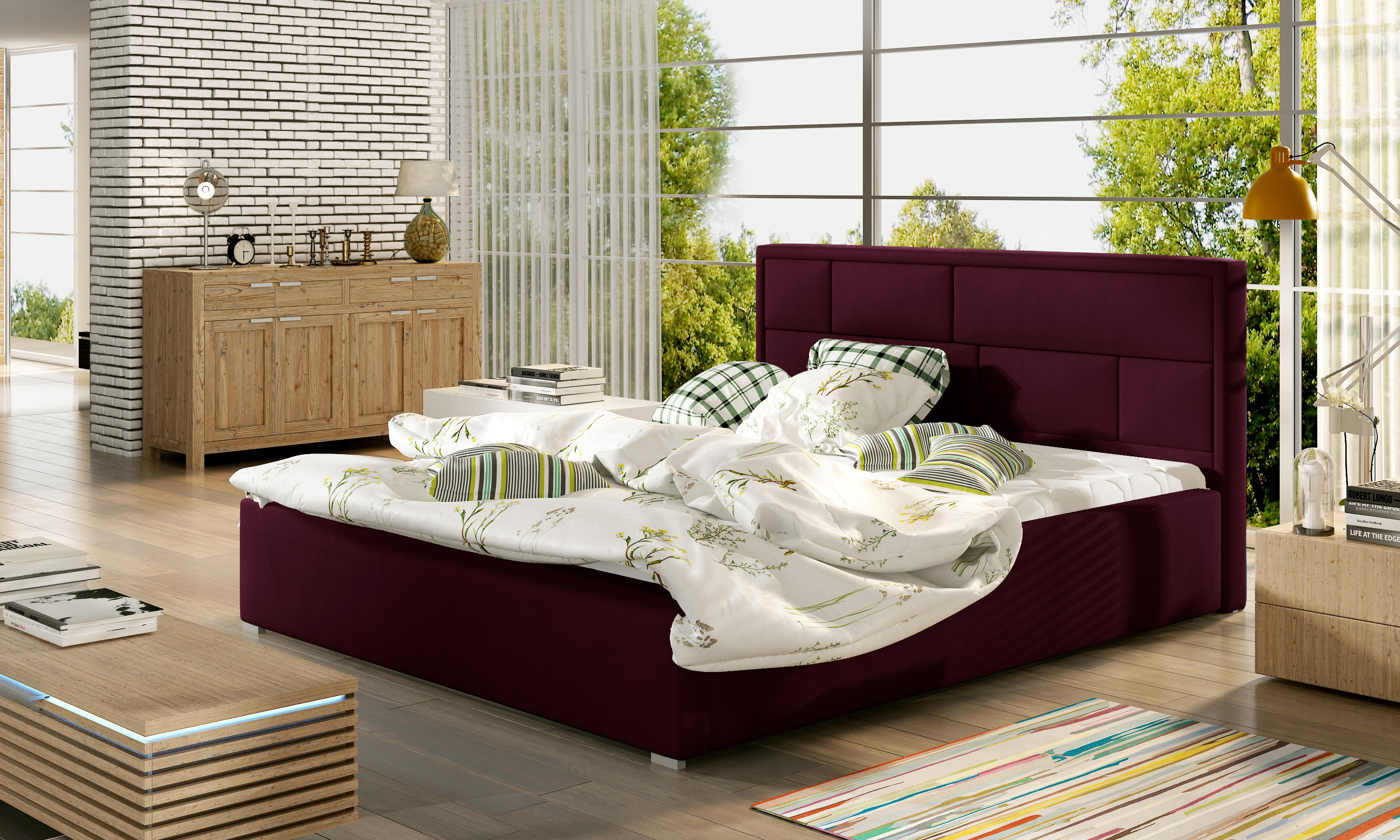 ELTAP Latina + Dřevěný rám Barva: Tmavě fialová, Textilie: Mat Velvet 68, Rozměr: 160x200