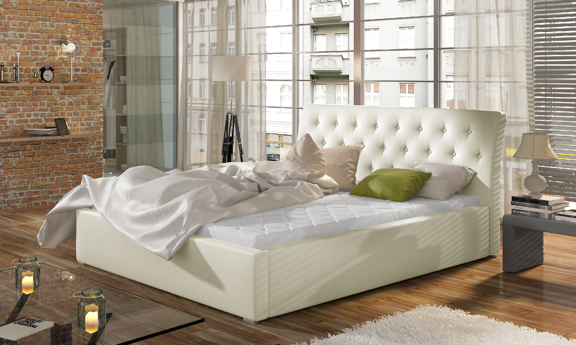 ELTAP Milano + Kovový rám/plynový výtah/kontejner Barva: Béžový, Textilie: Soft 33, Rozměr: 200x200