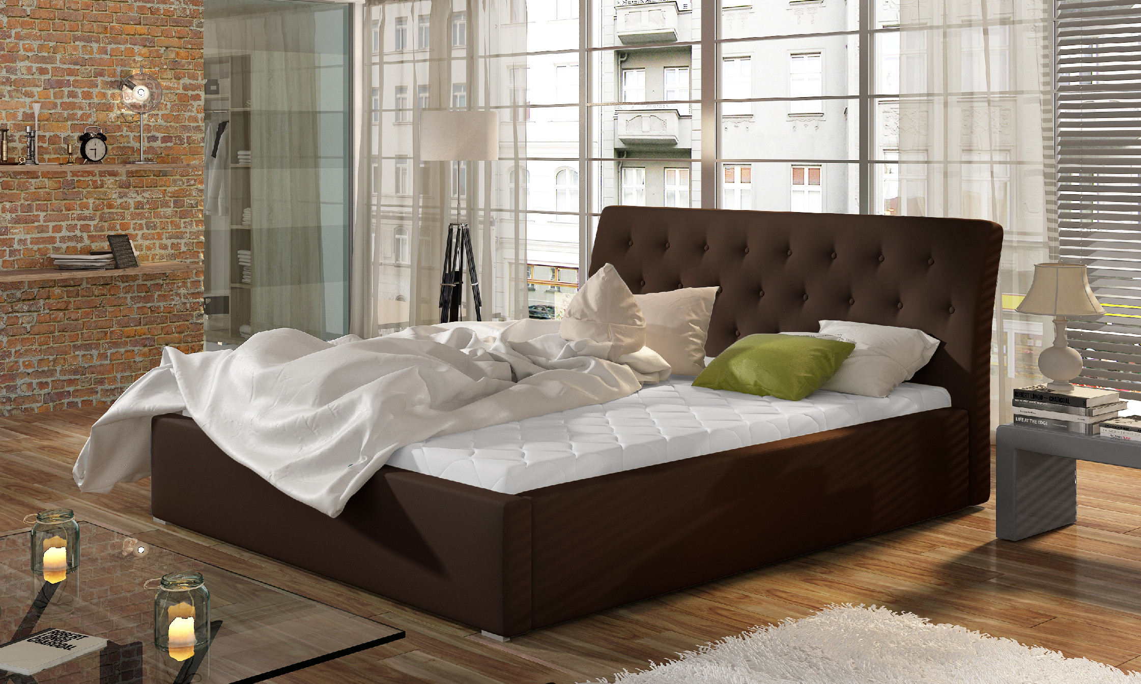 ELTAP Milano + Kovový rám/plynový výtah/kontejner Barva: Tmavě hnědá, Textilie: Soft 66, Rozměr: 200x200