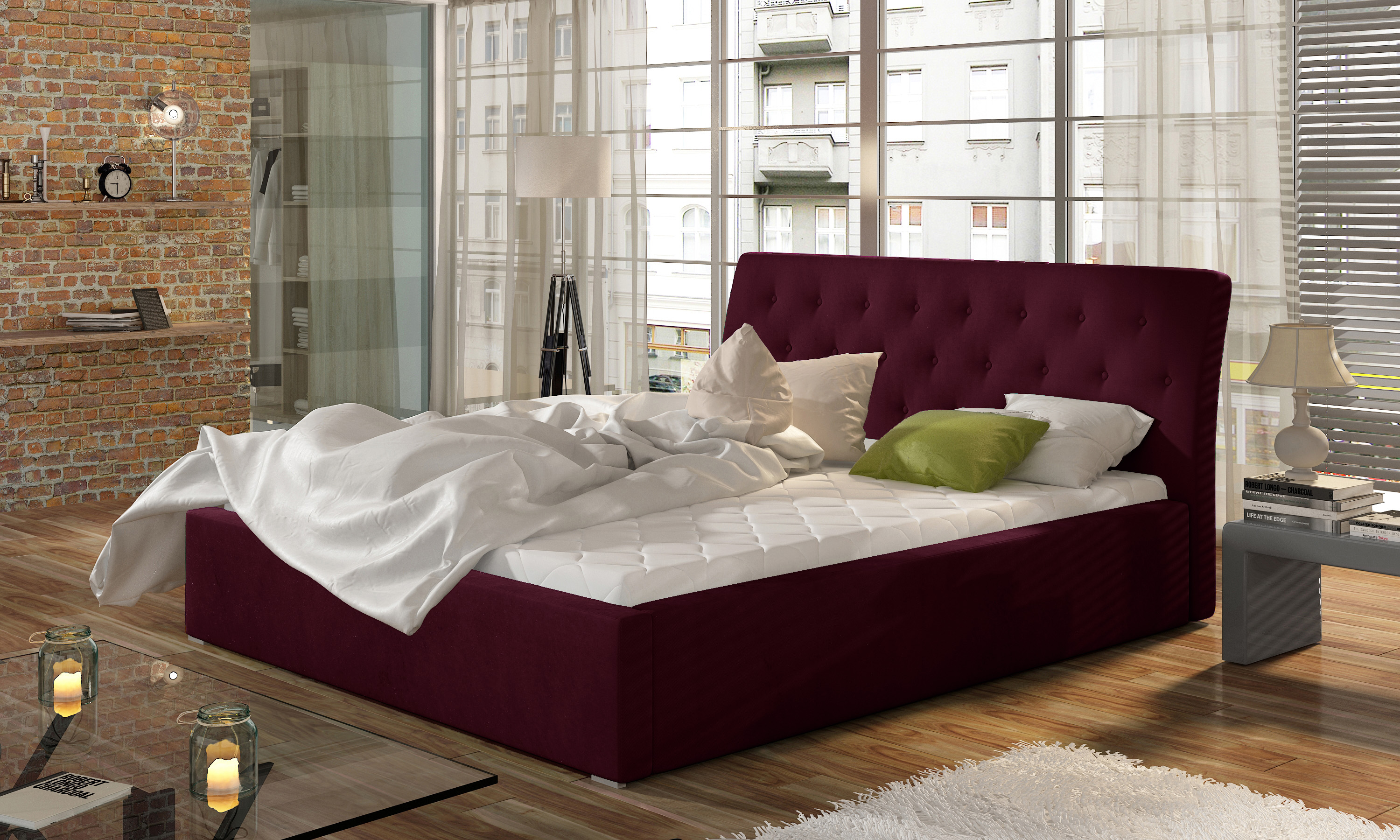 ELTAP Milano + Kovový rám/plynový výtah/kontejner Barva: Tmavě fialová, Textilie: Mat Velvet 68, Rozměr: 160x200