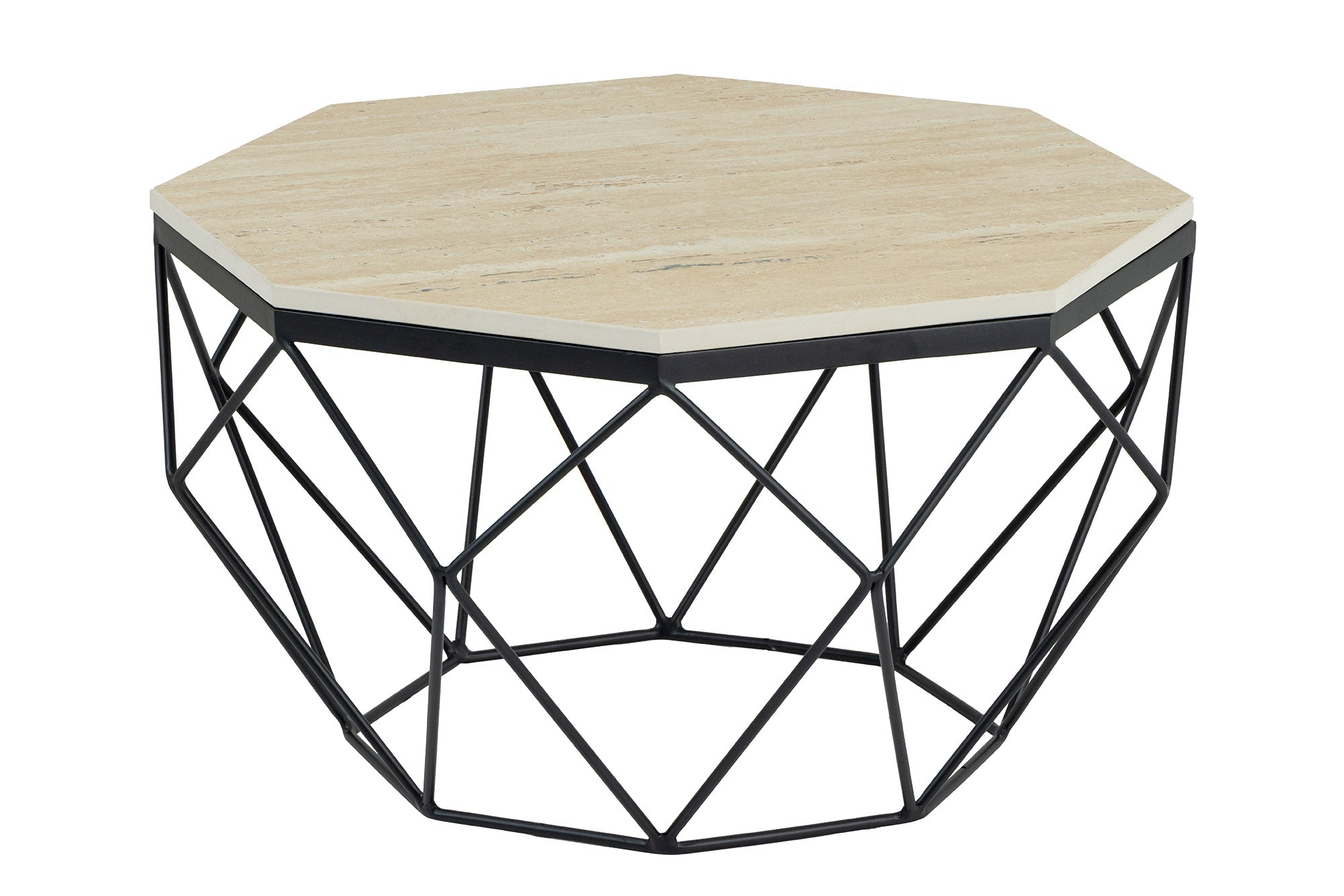 INVICTA INTERIOR Konferenční stolek DIAMOND – mramor a černý kov / šedý / 70 cm