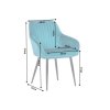 Jídelní židle Orin Cozy – sametová, s područkami, tyrkysová – šikmý pohled