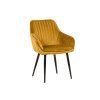 Jídelní židle Sable Wave – sametová, s područkami, žlutá – hlavní pohled