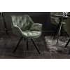 Jídelní židle Viora Line – sametová, otočná, s područkami, zelená – pohled z boku