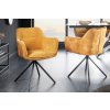 Jídelní židle Eterno Line – sametová, otočná, žlutá – pohled z boku