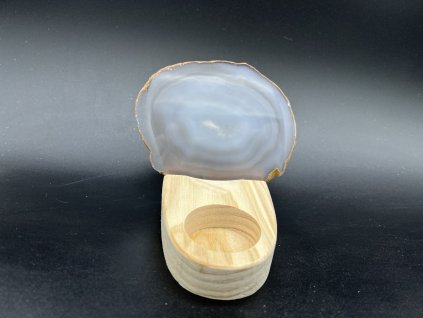 Teelichthalter Holz für eine Achatscheibe