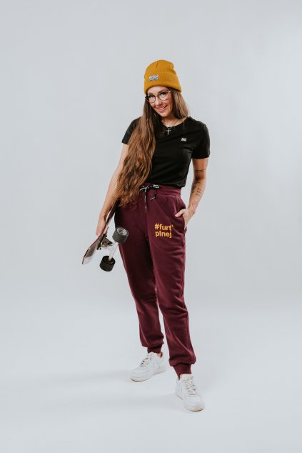 Tepláky unisex vínové