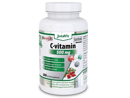 JutaVit C-vitamin 500mg nyújtott kioldódású + csipkeb. + D3 + Cink vitamin 100 db (Íz ismeretlen)