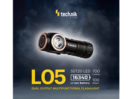 Technik 700 lumenes Fej- és kézilámpa L05 (Ruhaméret -, Szín fekete)