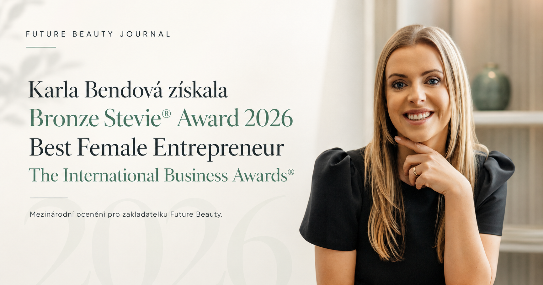 Karla Bendová získala Bronze Stevie Award 2026 v kategorii Best Female Entrepreneur