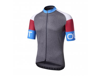Cyklistický dres Dotout Pure Jersey - melange dark grey-china blue