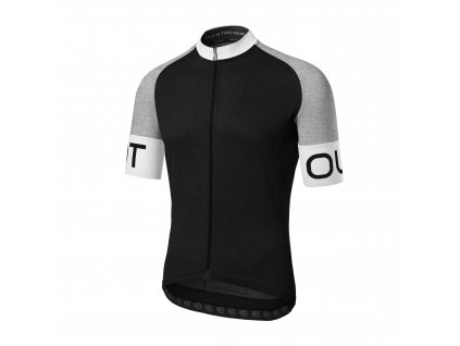 Cyklistický dres Dotout Pure Jersey - black/melange light grey/white