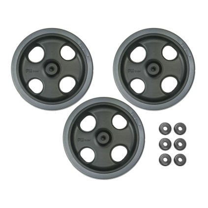 Räderset mit Reifen in grau mit Unterlegscheiben – 3 Räder