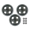 Räderset mit Reifen in grau mit Unterlegscheiben – 3 Räder