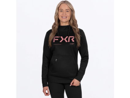FXR Women's Hydrogen Tech Pullover Hoodie Black/Rose - dámska mikina
